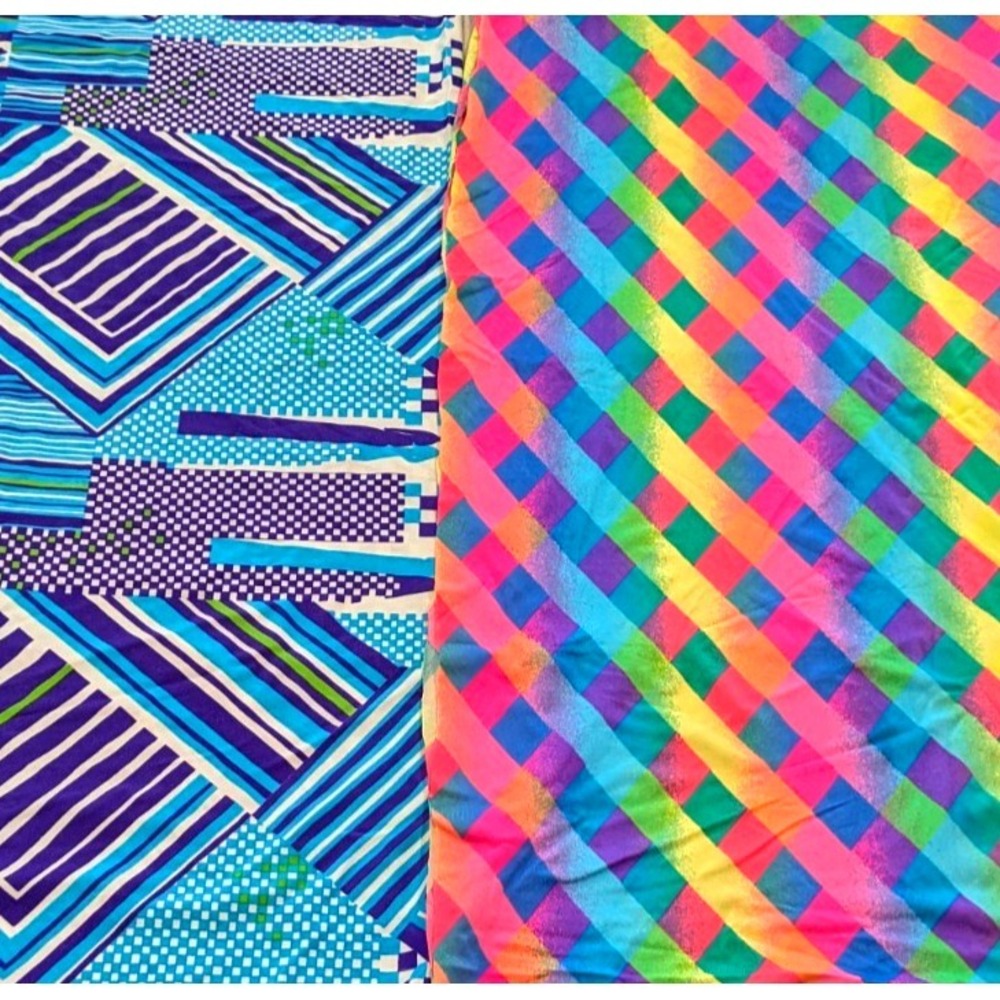 Vintage 70s 80s Citation Langley Nylon Lycra Stretch Fabric Remnants Colorful